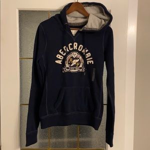 NWT Abercrombie distressed hoodie navy Large